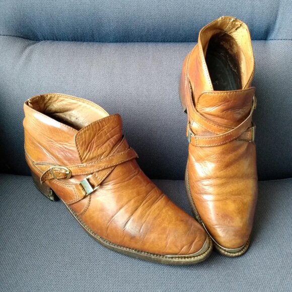Vintage Distressed Leather Ankle Boots Men's Size 9/10 Made in Italy - Picture 7 of 11